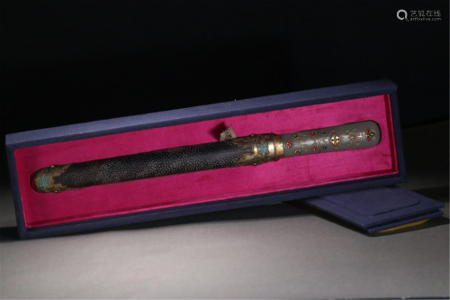 A CHINESE DAGGER WITH JADE HANDLE