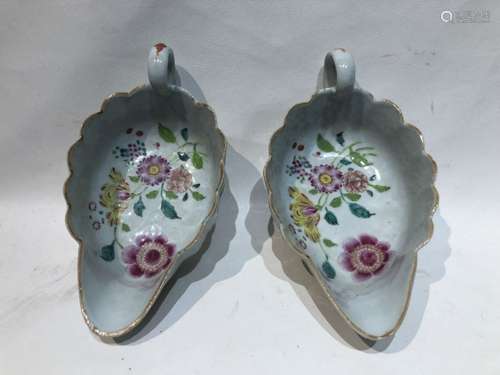 Pair Of 19th Century Chinese Famille Rose Creamers