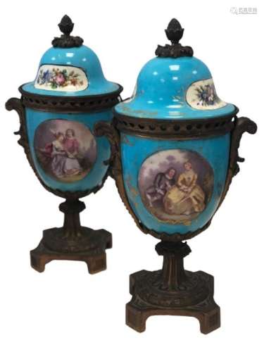 19th Century Pair Of Sevres Style Bronze Vases