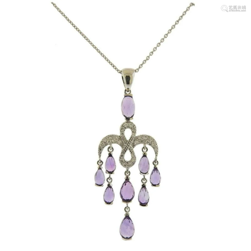 Mimi Milano Gold Amethyst Diamond Pendant Necklace