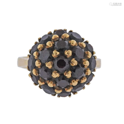 Antique 18k Gold Garnet Cluster Ring