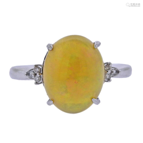 3.00ct Opal Diamond 18k Gold Ring