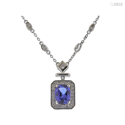 2.26ct Tanzanite Diamond Gold Pendant Necklace