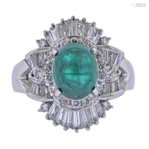 2.47ct Emerald Diamond Platinum Ring