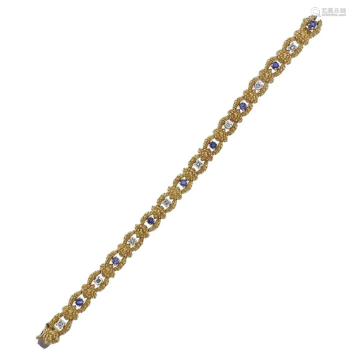 Vintage 18k Gold Diamond Sapphire Bracelet