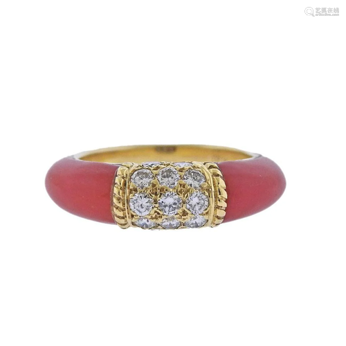 Van Cleef & Arpels Coral Diamond Gold Ring