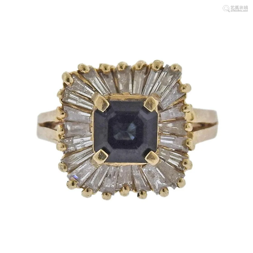 14k Gold Sapphire Diamond Ring