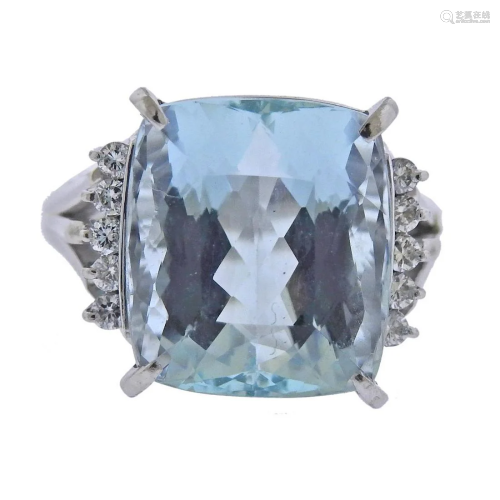 .33ct Aquamarine Diamond Platinum Ring