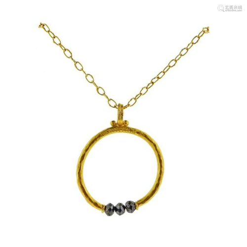 Gurhan Round Glow Gold Black Diamond Pendant Necklace