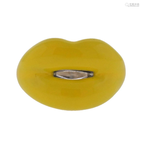 Solange Azagury Partridge Yellow Enamel Silver Hot Lips