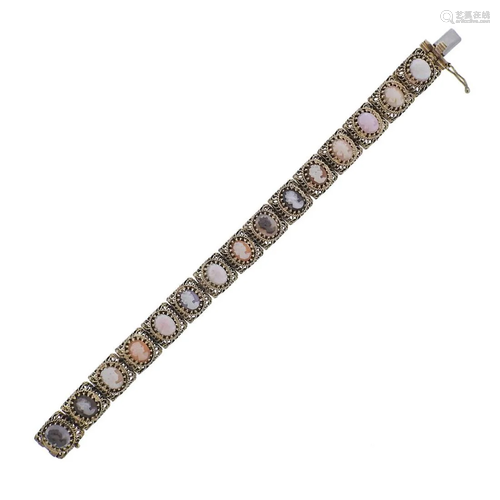 Vintage 14k Gold Multi Gem Cameo Bracelet