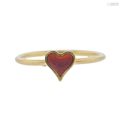 Unoaerre 18k Gold Enamel Heart Ring