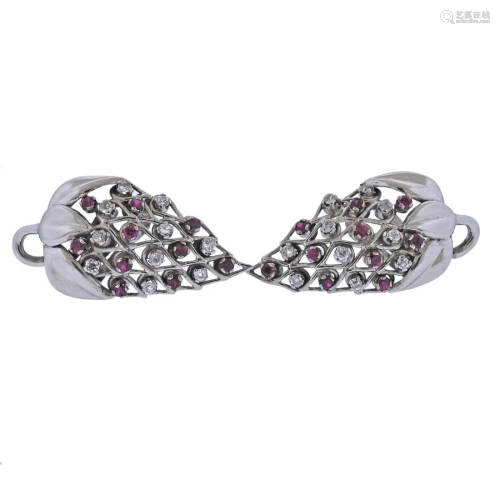 Retro 14k Ruby Diamond Earrings