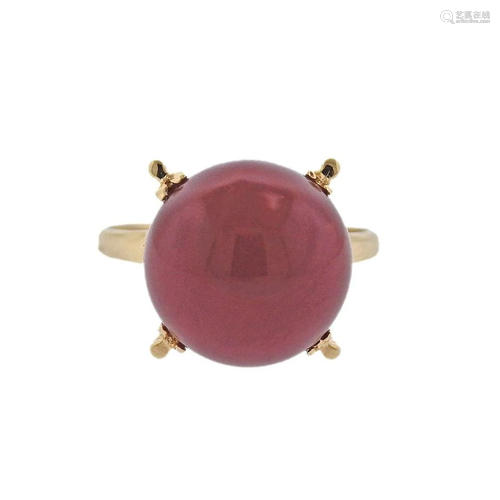 18k Gold Coral Ring