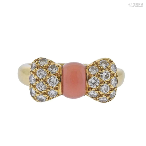 Van Cleef & Arpels Diamond Coral Bow Gold RIng