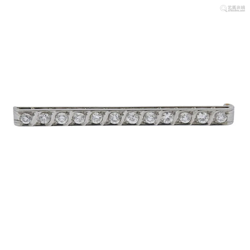 Tiffany & Co Art Deco Platinum Gold Diamond Bar Pin