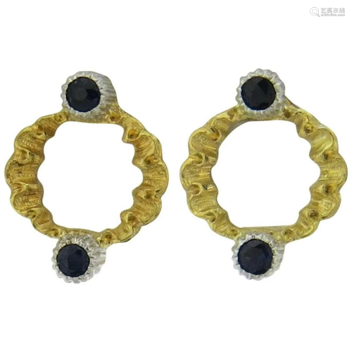 Buccellati Sapphire Gold Open Circle Earrings