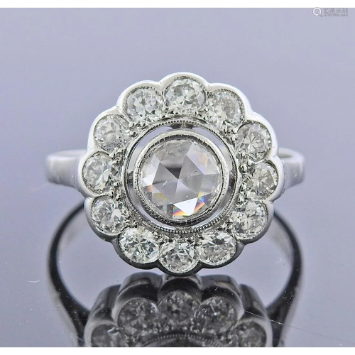 14k Gold Rose Cut Diamond Engagement Ring