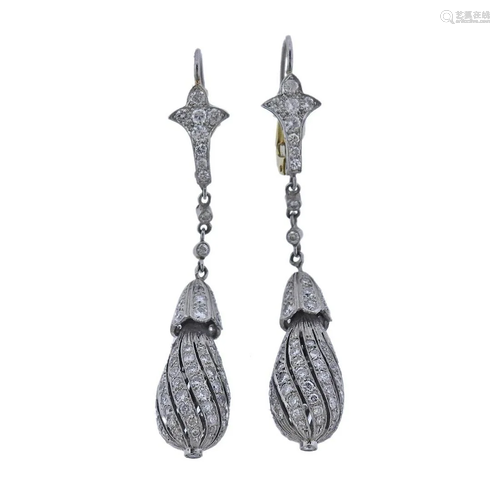 Platinum Diamond Drop Earrings