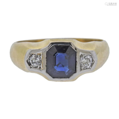 18k Gold Diamond Sapphire Ring