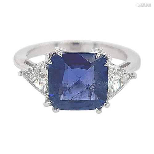 3ct Sapphire Diamond 18k Gold Engagement Ring