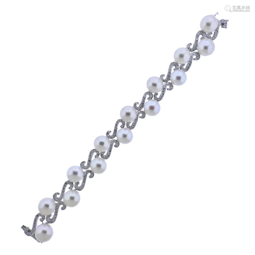 18k Gold Pearl Diamond Bracelet