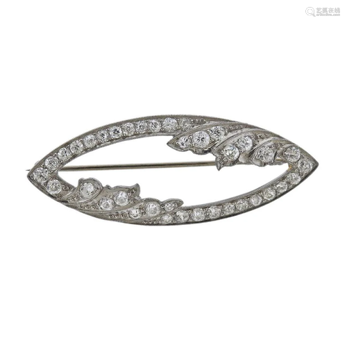 Mid Century Platinum Diamond Brooch