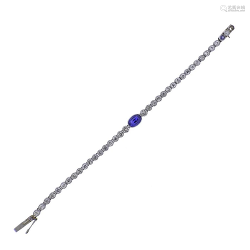 Platinum 3.65ct No Heat Sapphire Diamond Bracelet