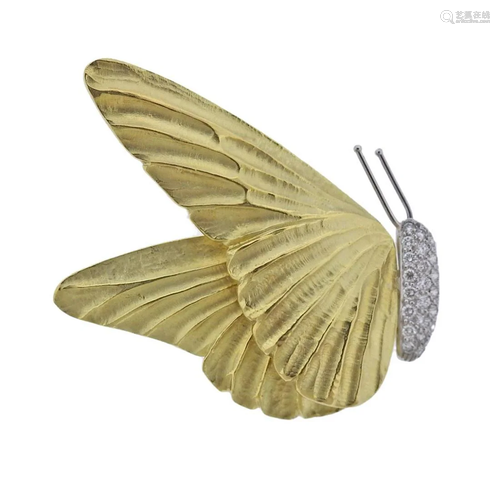 Marlene Stowe Platinum Gold Diamond Butterfly Brooch