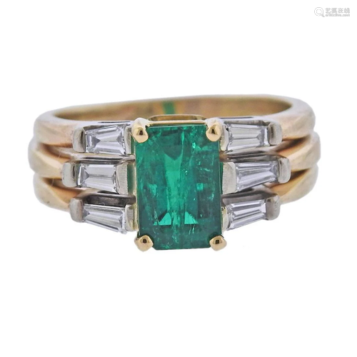 GIA 1.70ct Colombian Emerald 14k Gold Diamond Ring