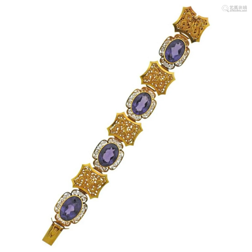 18K Gold Amethyst Bracelet