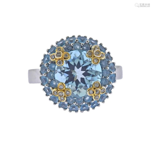 Blue Topaz Diamond Gold Ring