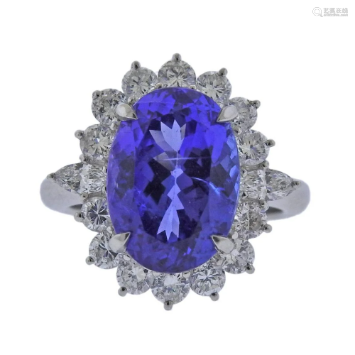 7.52ct Tanzanite Diamond Platinum Ring