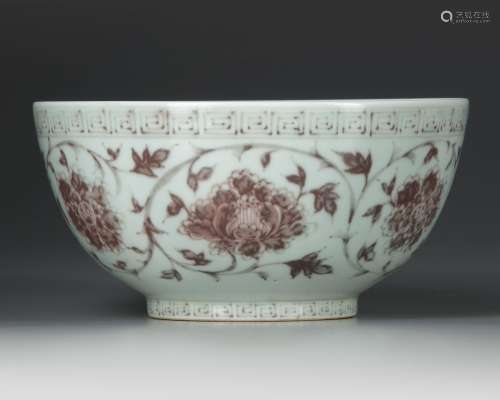 A CHINESE COPPER-RED DECORATED BOWL, MING DYNASTY (1644-1911...