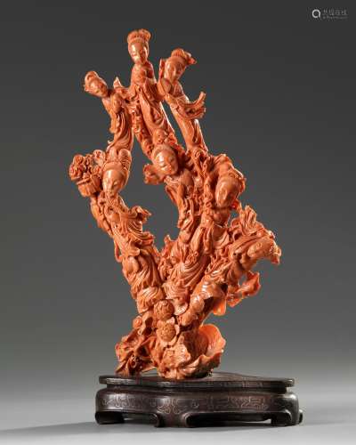 A CHINESE RED CORAL SCULPTURE, 19TH/20TH CENTURY