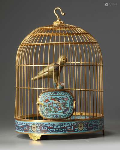 A CHINESE CLOISONNÉ ENAMEL BIRD CAGE, CHINA, 19TH CENTURY