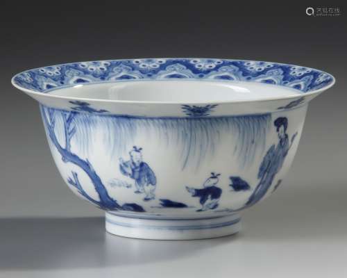 A CHINESE BLUE AND WHITE KLAPMUTS BOWL, KANGXI PERIOD (1662-...