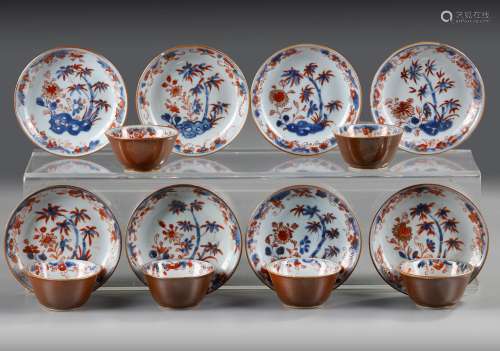 A GROUP OF FOURTEEN OF CHINESE IMARI CAFE AU LAIT-GROUND CUP...