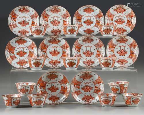 A GROUP OF TWENTY TWO CHINESE CUPS AND SAUCERS, AMSTERDAMS B...