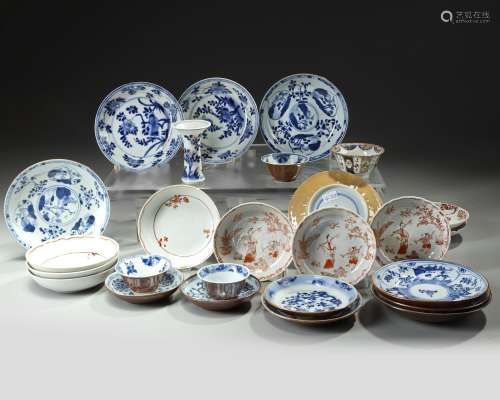 A GROUP OF TWENTY-FOUR CHINESE WARES AND TWO JAPANESE SAUCER...