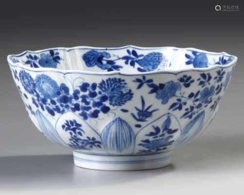 A CHINESE BLUE AND WHITE BOWL, SIX CHARACTER KANGXI MARK AND...