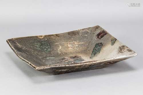 CATHERINE YARROW (1904-1990); a large square stoneware dish ...