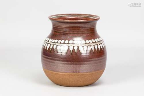 DAVID LLOYD JONES (1928-1994); a bulbous stoneware vase part...
