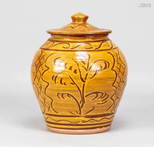 CLIVE BOWEN (born 1943); a large slipware jar and cover with...