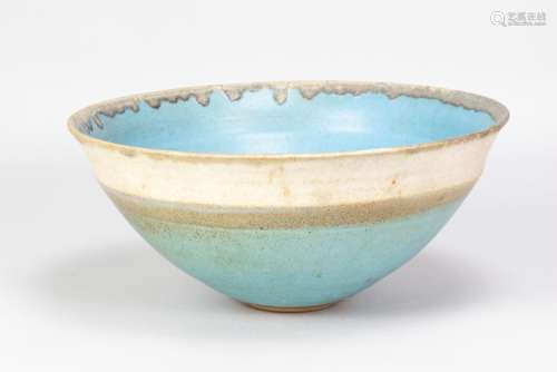 MARY WHITE (1926-2013); a large stoneware bowl covered in bl...