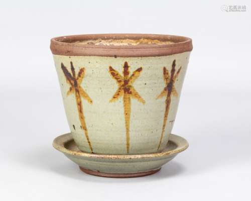 VERA TOLLOW (born 1931); a stoneware flower pot and saucer w...