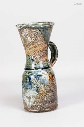 DON REITZ (1929-2014); a tall salt glazed pitcher partially ...