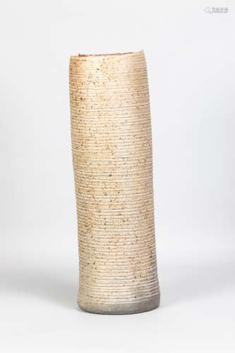 JOANNA CONSTANTINIDIS (1927-2000); a tall ribbed stoneware v...