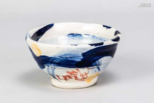 SANDY BROWN (born 1946); a stoneware footed bowl with blue a...