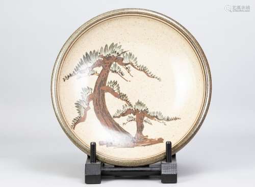 MALCOLM PEPPER (1937-1980); a stoneware charger decorated wi...